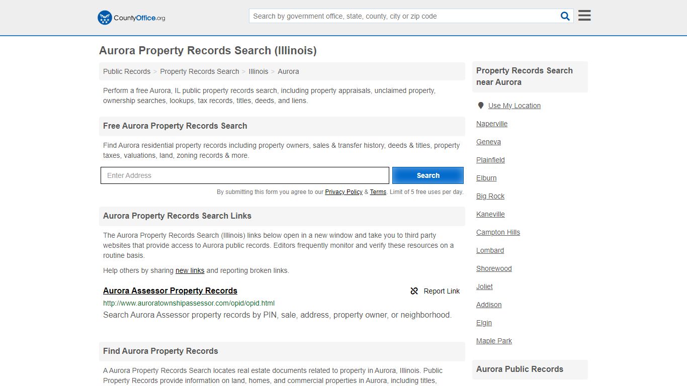 Aurora Property Records Search (Illinois) - County Office